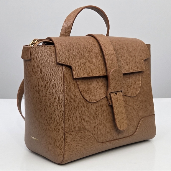 LIKE NEW SENREVE MIDI MAESTRA CONVERTIBLE BACKPACK BAG PEBBLED CHESTNUT GOLD - Picture 7 of 12